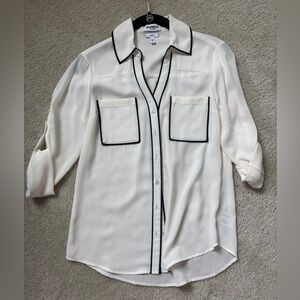 Express Portofino Cream Blouse with Black Details XS